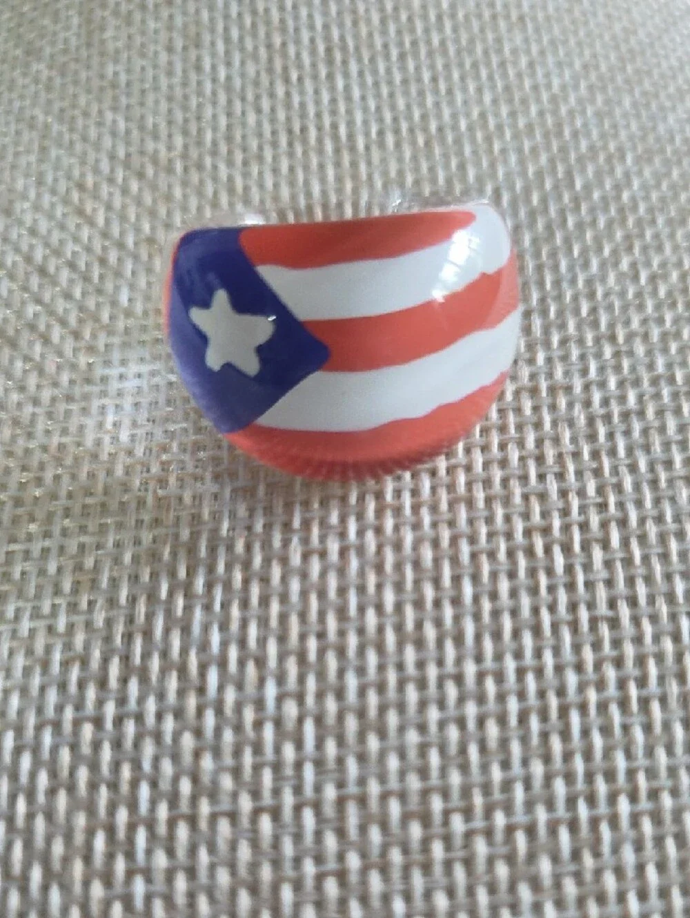 Red, White & Blue Enamel Flag Ring - Picture 2 of 2